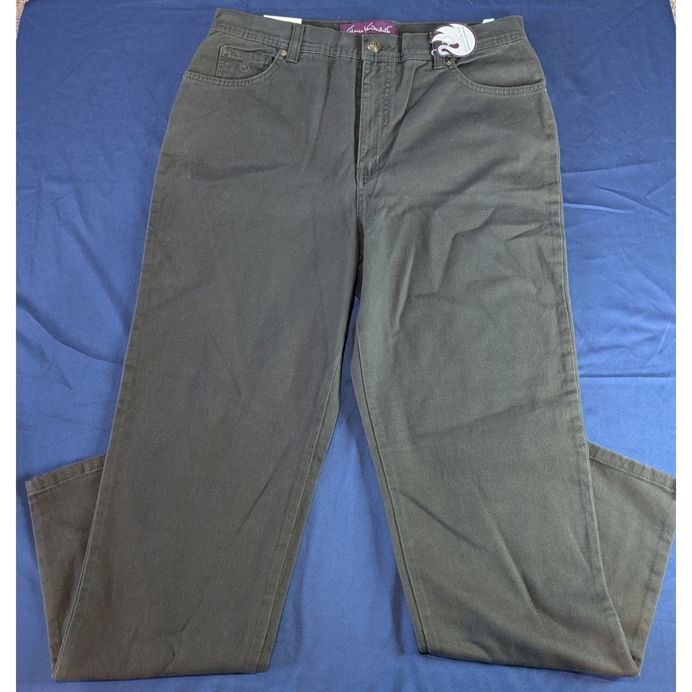 Gloria Vanderbilt Amanda Classic Fit Stretch Average Green Pants Size 14 NWT - Picture 1 of 12